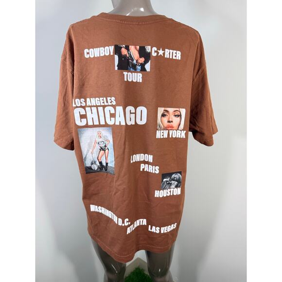 Beyoncé Cowboy Carter Face Brown / Orange Tour T-shirt NWOT - Picture 5 of 9